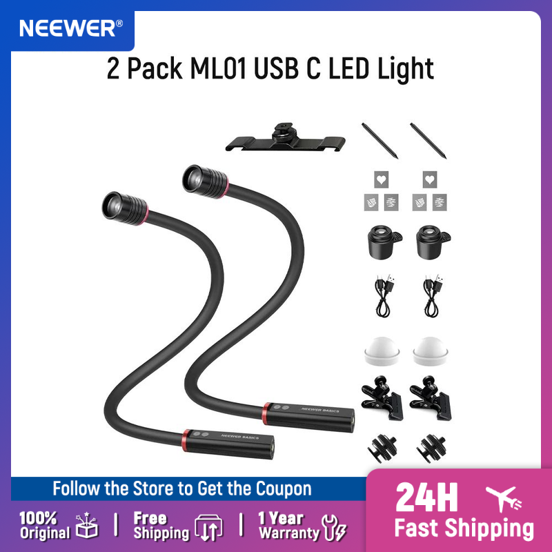 Photography Lighting Basics - NEEWER BASICS 2팩 ML01 USB C