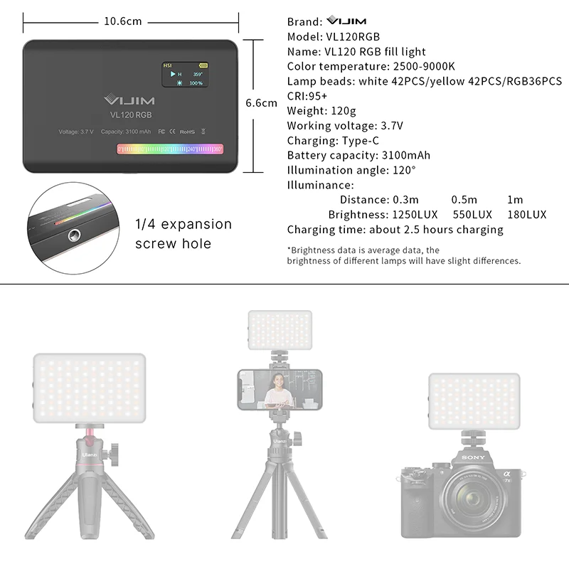 2026 뉴120 RGB 포켓 필 라이트 카메라 범용  - Photography Lighting Indoor 리뷰 및 가격