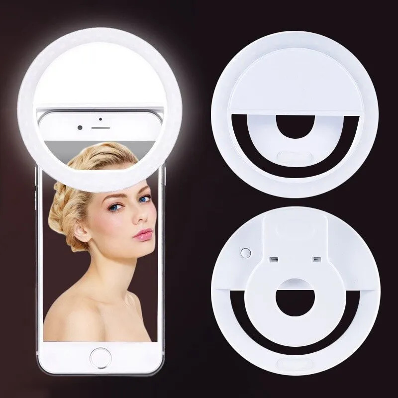 USB 충전식 LED 셀카 링 라이트, 전화 클립 사진 - Photography Lighting Studio 리뷰 및 가격