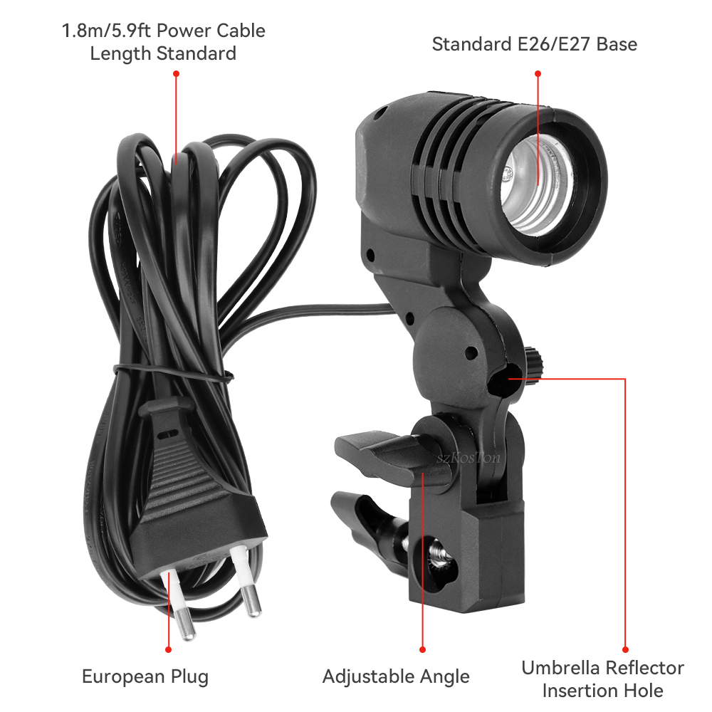 단일 헤드 전구 홀더 E27 소켓 플래시 우산 브래킷  - Photography Video Lighting Kit 리뷰 및 가격