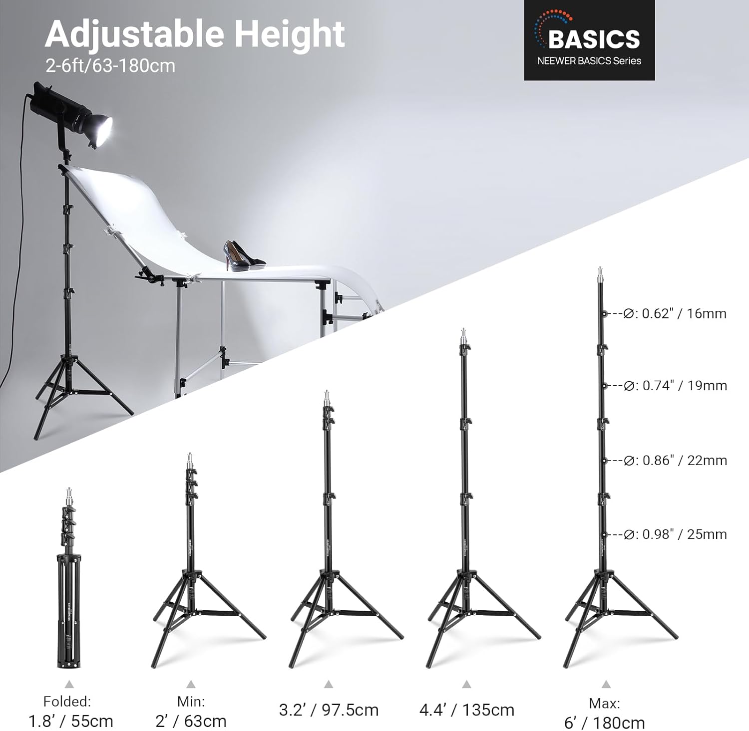 NEEWER 베이직 6피트/180cm 사진 조명 스탠드 - Photography Lighting Basics 리뷰 및 가격